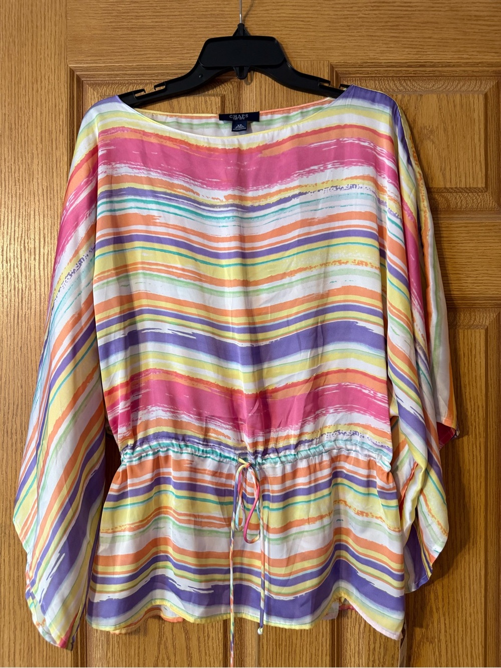 Chaps Multicolor Striped Kimono Dolman Style Blouse Size XS